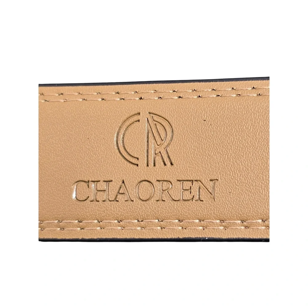 CHAOREN Mens Ratchet Belt Tan Brown Leather Gunmetal Slide Buckle Dress Belt NEW
